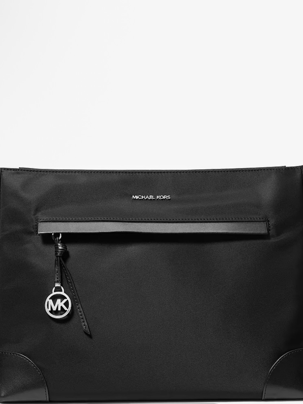 Michael Kors Black Men's Nylon Laptop Tote with Silver MK Charm